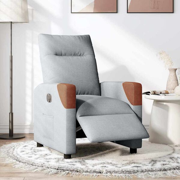 vidaXL Fauteuil inclinable &eacute;lectrique Gris clair Tissu