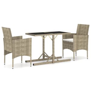 vidaXL Ensemble &agrave; manger de jardin 3 pcs Beige