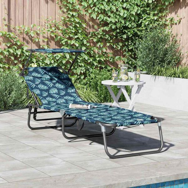 vidaXL Chaise longue pliante avec coussin Vert 56 x 190 x 81cm tissu