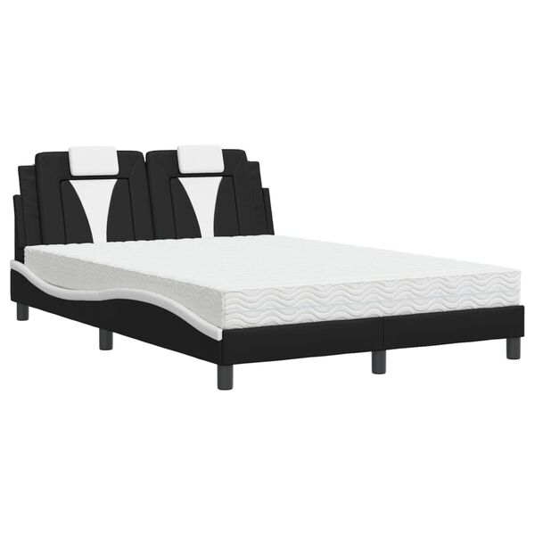 vidaXL Lit Viana avec matelas noir et blanc 120x200 cm similicuir