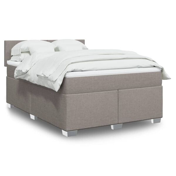vidaXL Sommier &agrave; lattes de lit avec matelas Taupe 140x190 cm Tissu