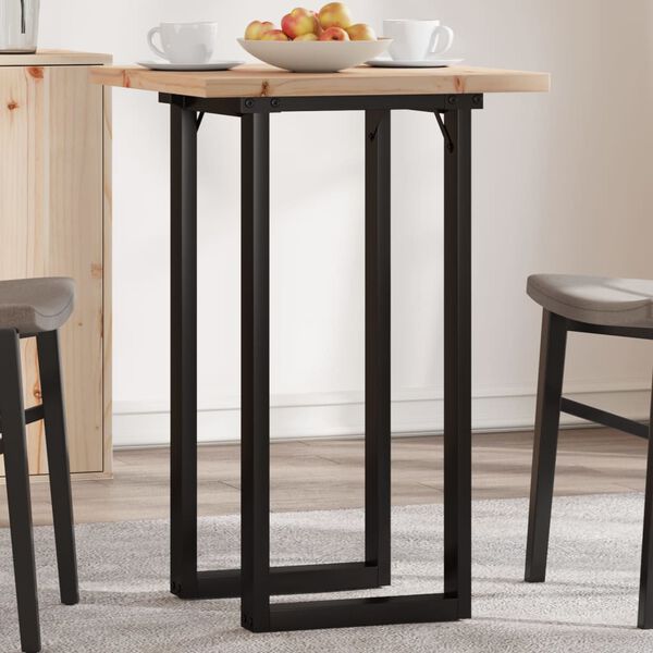 vidaXL Table &agrave; manger cadre en O 50x50x75,5cm bois de pin massif acier