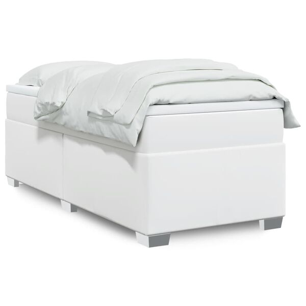 vidaXL Sommier &agrave; lattes de lit avec matelas Blanc 100x200cm Similicuir