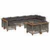vidaXL Salon de jardin avec coussins 10 pcs gris r&eacute;sine tress&eacute;e