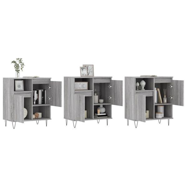 vidaXL Buffets 3 pcs Sonoma gris Bois d'ing&eacute;nierie