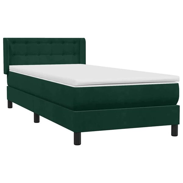 vidaXL Sommier &agrave; lattes de lit et matelas vert fonc&eacute; 80x220 cm velours