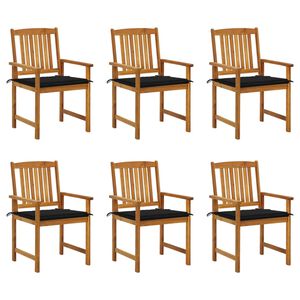 vidaXL Chaises de jardin avec coussins lot de 6 Bois d'acacia massif