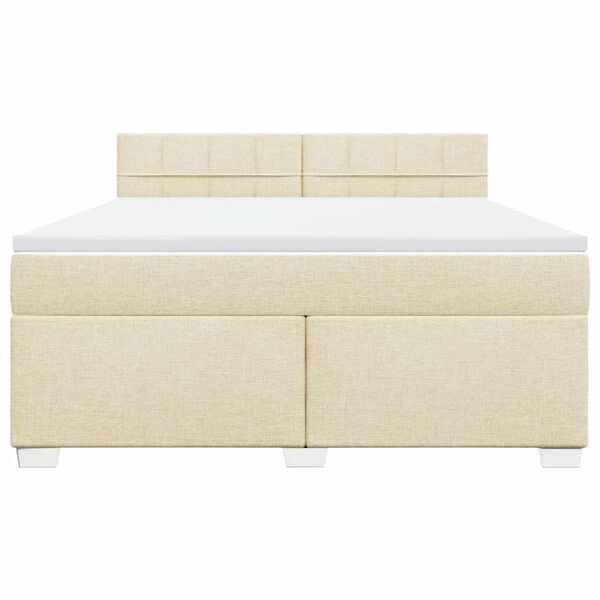 vidaXL Sommier &agrave; lattes de lit avec matelas Cr&egrave;me 180x200 cm Tissu