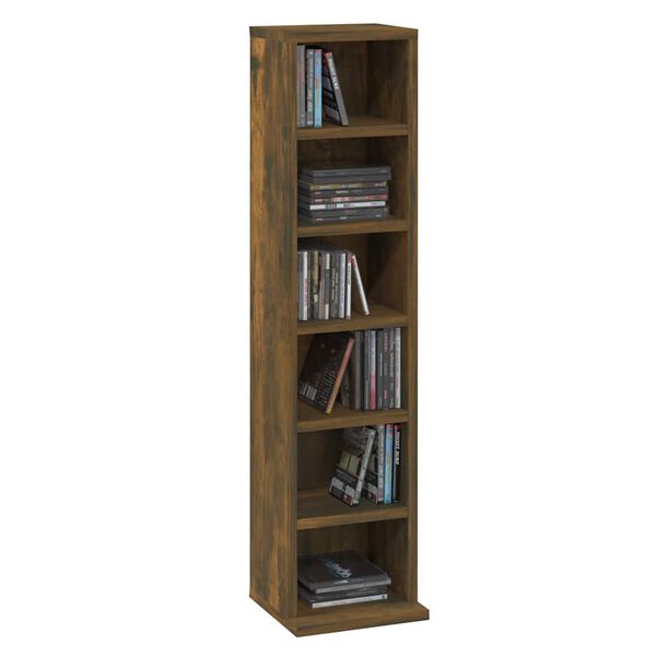 vidaXL Armoire &agrave; CD Ch&ecirc;ne fum&eacute; 21x20x88 cm Bois d'ing&eacute;nierie