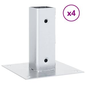 vidaXL Bases de poteau carr&eacute;es 4 pcs argent 46x46 mm acier galvanis&eacute;