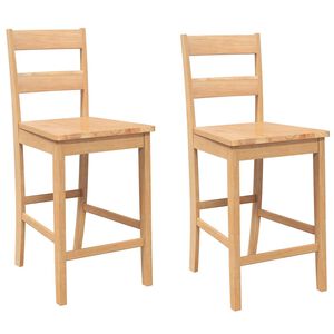 VidaXL Tabourets de bar 2 pcs naturel bois massif d'h&eacute;v&eacute;a