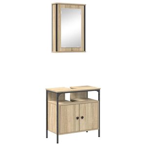 vidaXL Ensemble de mobilier de salle de bain avec &eacute;tag&egrave;re 2 pcs Marron