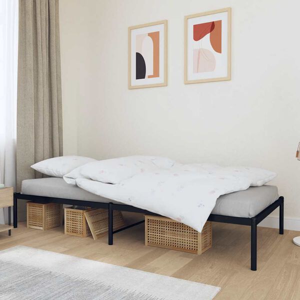 vidaXL Cadre de lit métal sans matelas noir 90x200 cm