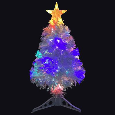 vidaXL Arbre de Noël artificiel pré-éclairé blanc 64 cm fibre optique