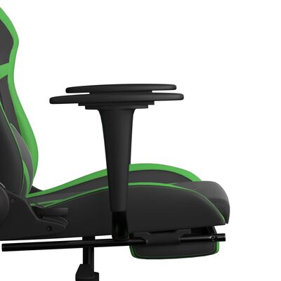 vidaXL Chaise de jeu avec repose-pied Noir et vert Similicuir
