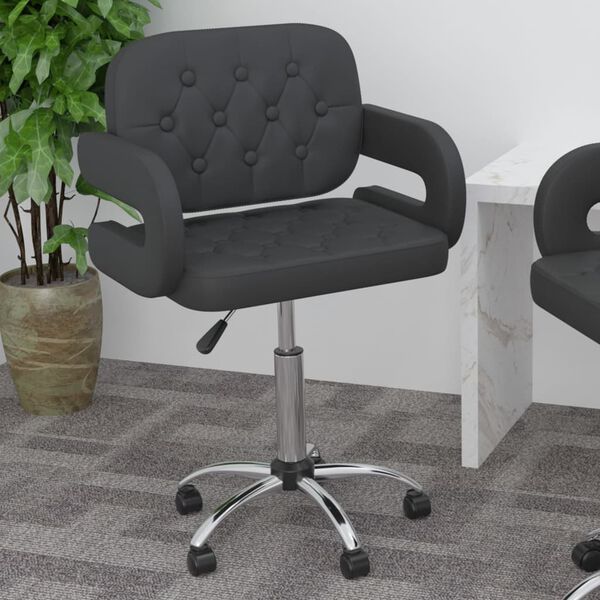 vidaXL Chaise pivotante de salle &agrave; manger Noir Similicuir