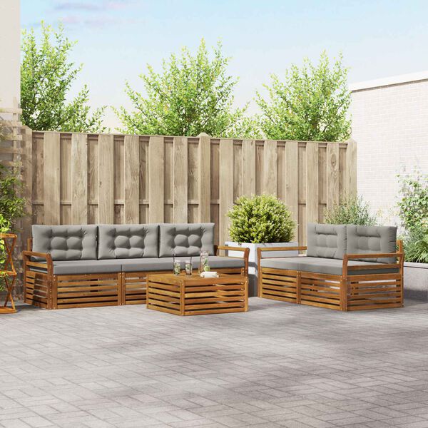 vidaXL Ensemble de canap&eacute;s d'ext&eacute;rieur 6 pcs Gris Naturel et Clair