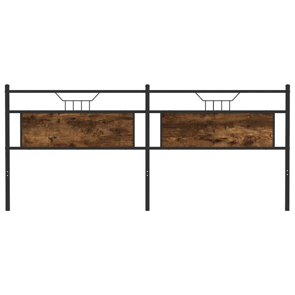 vidaXL T&ecirc;te de lit de remplacement ch&ecirc;ne fum&eacute; 193 cm bois d'ing&eacute;nierie et acier