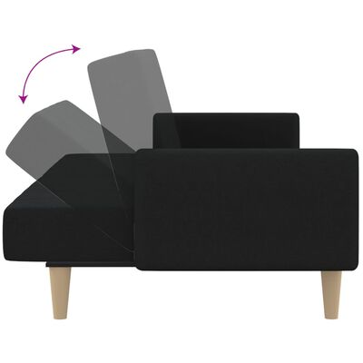 vidaXL Canapé-lit à 2 places noir tissu
