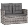 vidaXL Banc de jardin avec coussins Gris 105 cm R&eacute;sine tress&eacute;e