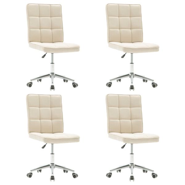 vidaXL Chaises &agrave; manger lot de 4 cr&egrave;me tissu