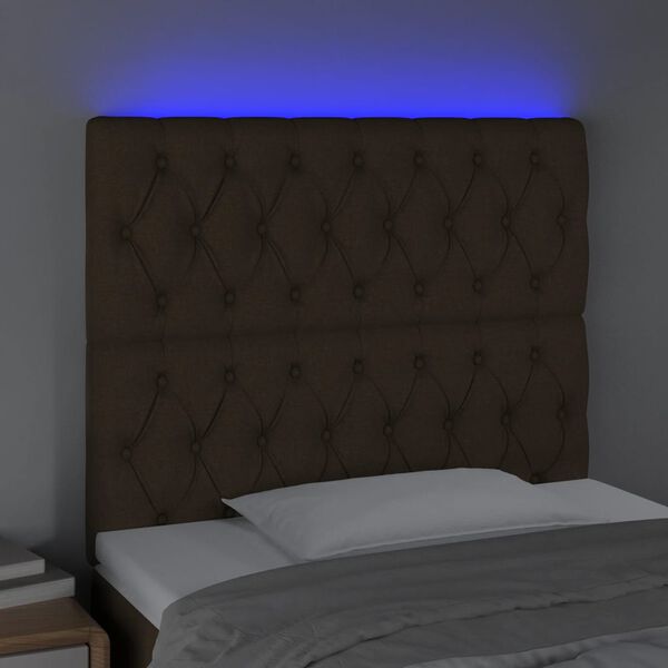 vidaXL T&ecirc;te de lit &agrave; LED Marron fonc&eacute; 90x7x118/128 cm Tissu