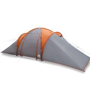 vidaXL Tente familiale &agrave; d&ocirc;me 6 personnes gris et orange imperm&eacute;able