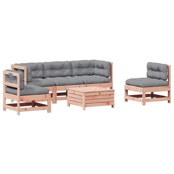 vidaXL Salon de jardin 6 pcs avec coussins bois massif Douglas