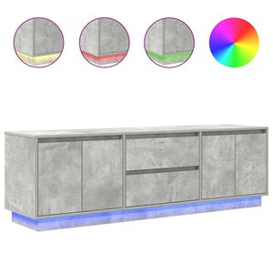 vidaXL Meuble TV avec lumi&egrave;res LED gris b&eacute;ton 160,5x41x50 cm