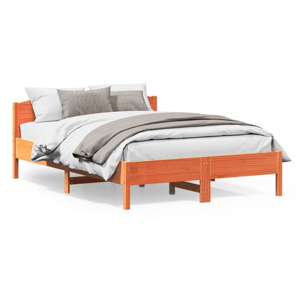 vidaXL Cadre de lit sans matelas cire marron 120x200cm bois pin massif