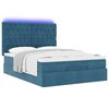 vidaXL Cadre de lit ottoman avec matelas bleu fonc&eacute; 140x200 cm velours
