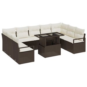 vidaXL Ensemble de canap&eacute; de jardin 10 pcs Marron Poly rotin