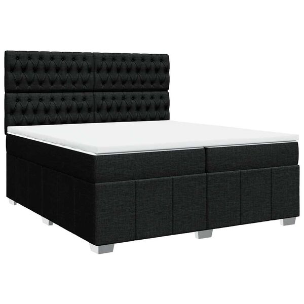 vidaXL Sommier &agrave; lattes de lit avec matelas Noir 200x200 cm Tissu