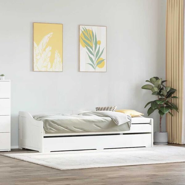 vidaXL Lit de jour avec gigogne sans matelas IRUN blanc 90x200 cm
