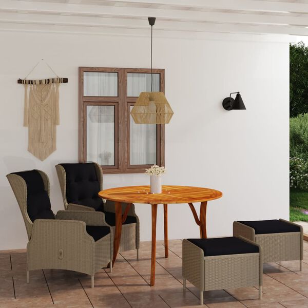 vidaXL Ensemble &agrave; manger de jardin 5 pcs Marron