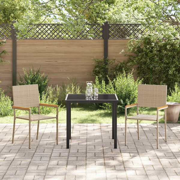 vidaXL Chaises empilables de jardin 2 pcs Crème et marron