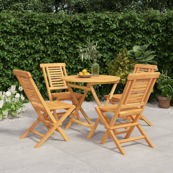 vidaXL Ensemble &agrave; manger de jardin 5 pcs Bois de teck massif
