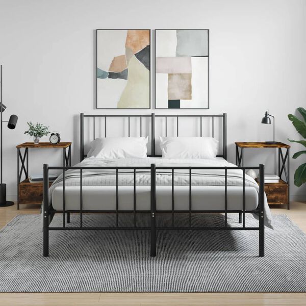 vidaXL Tables de chevet 2 pcs ch&ecirc;ne fum&eacute; 50x41x65 cm bois d&rsquo;ing&eacute;nierie