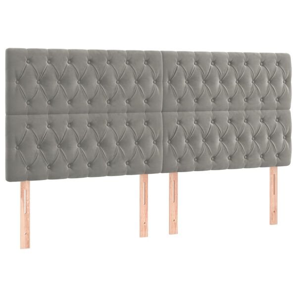 vidaXL Tête de lit à LED Gris clair 180x7x118/128 cm Velours