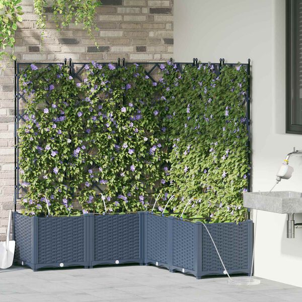 vidaXL Cache-pot de jardin Gris 40 x 40 x 143 cm Acier