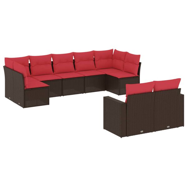 vidaXL Salon de jardin avec coussins 9 pcs marron r&eacute;sine tress&eacute;e