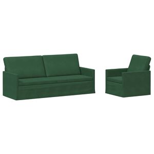 vidaXL Ensemble de Canap&eacute;s 2 pcs Vert Jungle Tissu en velours c&ocirc;tel&eacute;