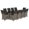 vidaXL Ensemble de bistro de jardin 11 pcs coussins gris poly rotin