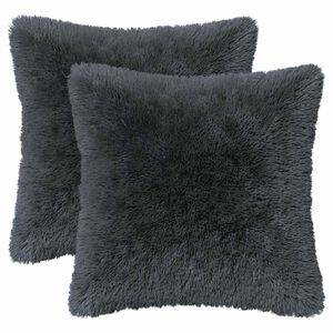 vidaXL Housse de coussin 2 pcs HEERLEN Anthracite 30 x 30 cm Fleece PV