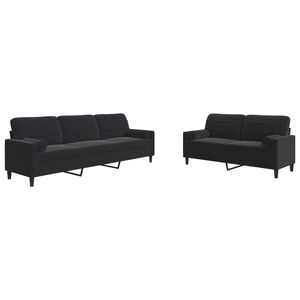vidaXL Ensemble de canap&eacute;s 2pcs et coussins et traversins noir velours