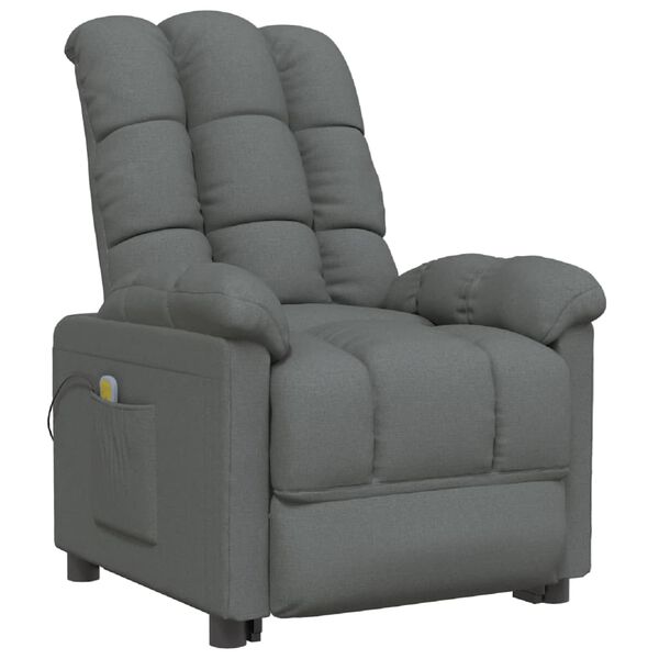 vidaXL Fauteuil de massage Gris foncé Tissu