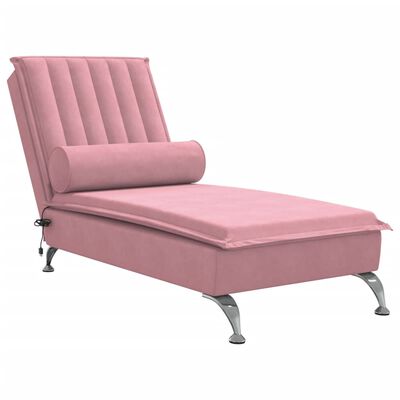 vidaXL Chaise longue de massage avec traversin rose velours