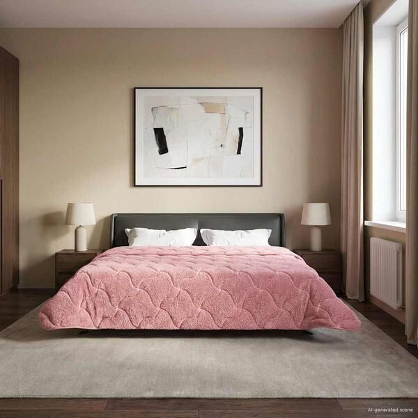vidaXL Duvet complet toute l'ann&eacute;e Matelass&eacute; Rose 240 x 260 cm