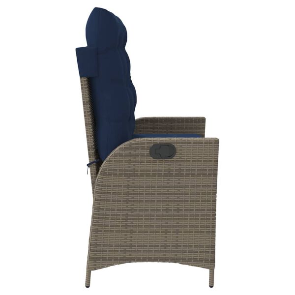 vidaXL Banc inclinable de jardin avec coussins gris r&eacute;sine tress&eacute;e