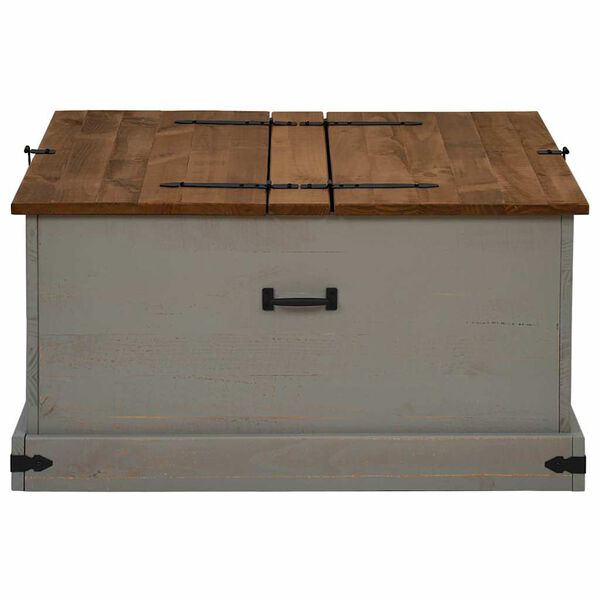 vidaXL Coffre de rangement HALDEN gris 91x91x47 cm bois massif pin